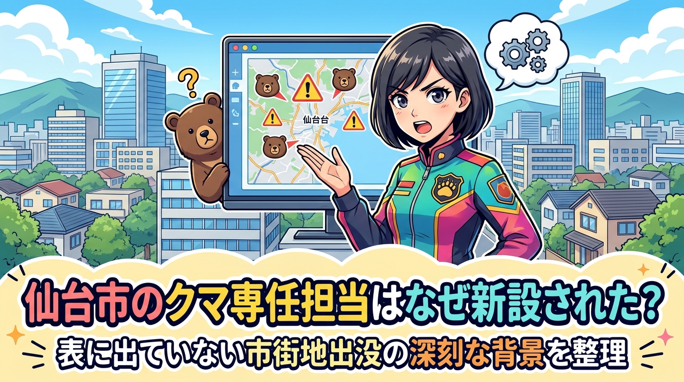 仙台市のクマ専任担当はなぜ新設された?表に出ていない市街地出没の深刻な背景を整理