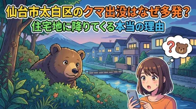 仙台市太白区のクマ出没はなぜ多発？住宅地に降りてくる本当の理由と今後の警戒期間まとめ