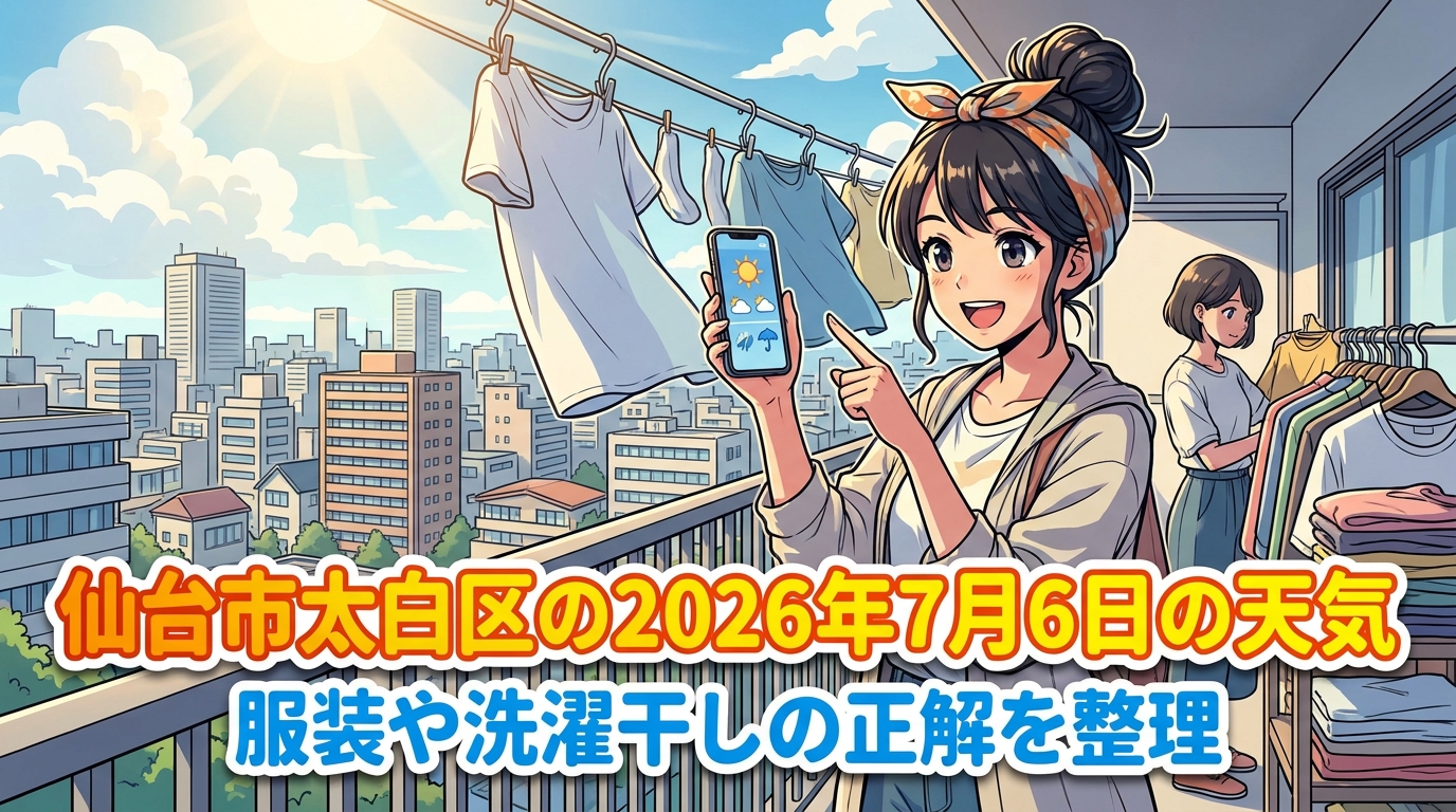 仙台市太白区の2026年7月6日の天気で分かっていること!服装や洗濯干しの正解を整理