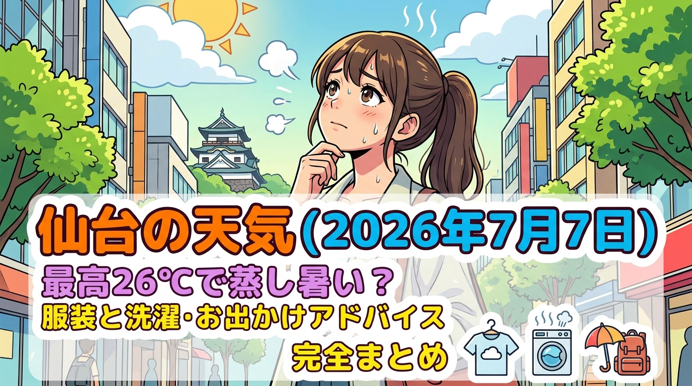 仙台の天気(2026年7月7日)最高26℃で蒸し暑い?服装と洗濯・お出かけアドバイス完全まとめ