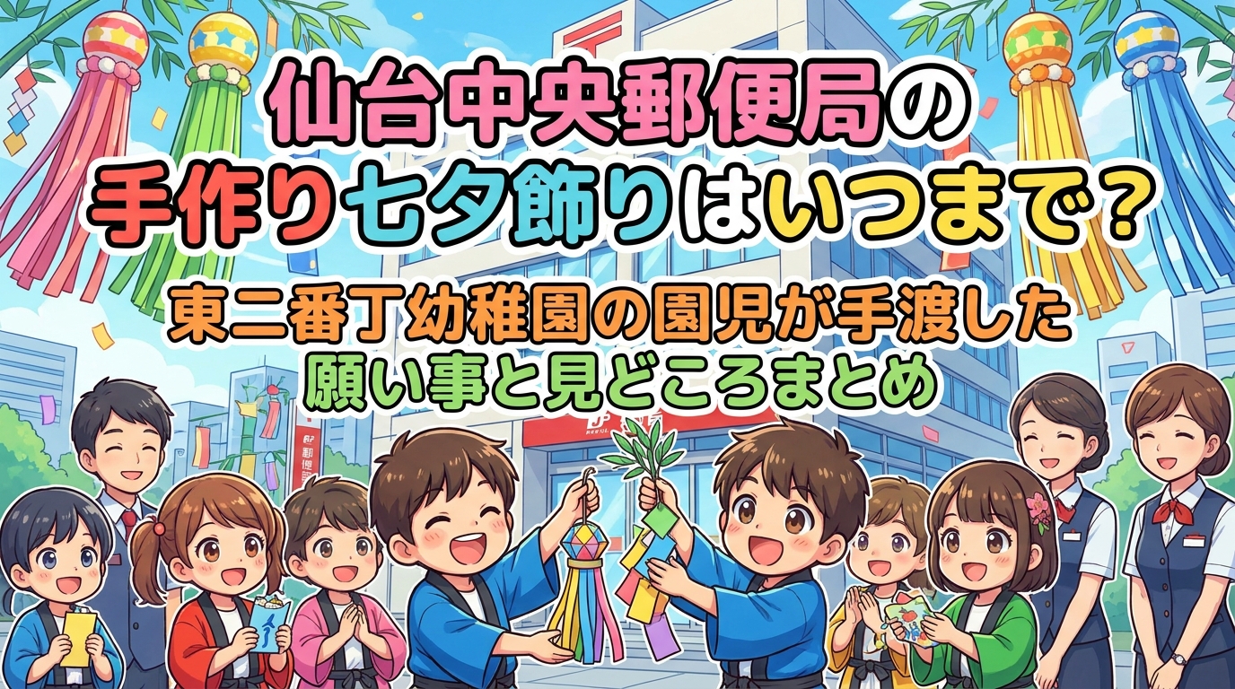 仙台中央郵便局の手作り七夕飾りはいつまで?東二番丁幼稚園の園児が手渡した願い事と見どころまとめ