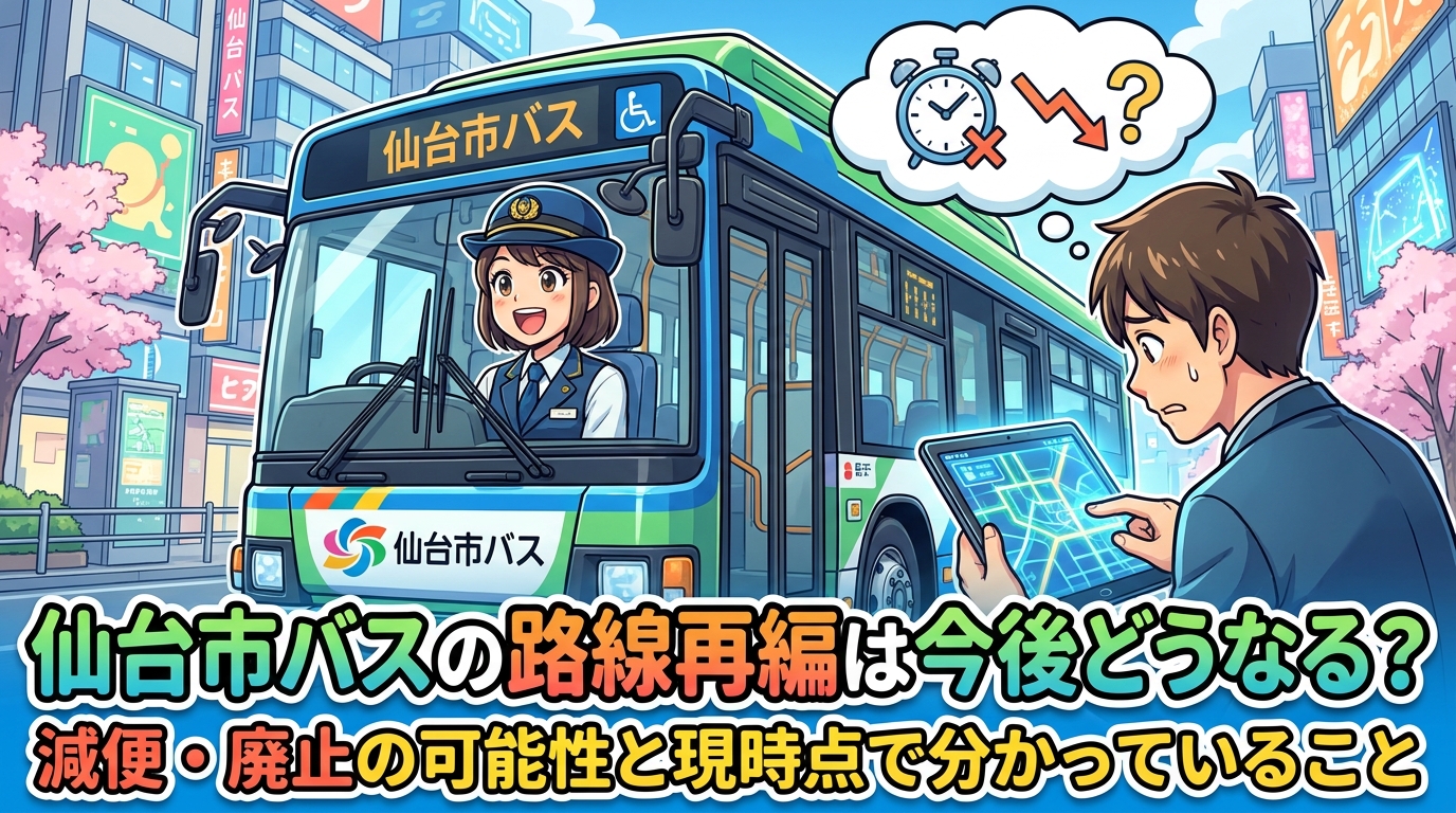 仙台市バスの路線再編は今後どうなる？減便・廃止の可能性と現時点で分かっていること