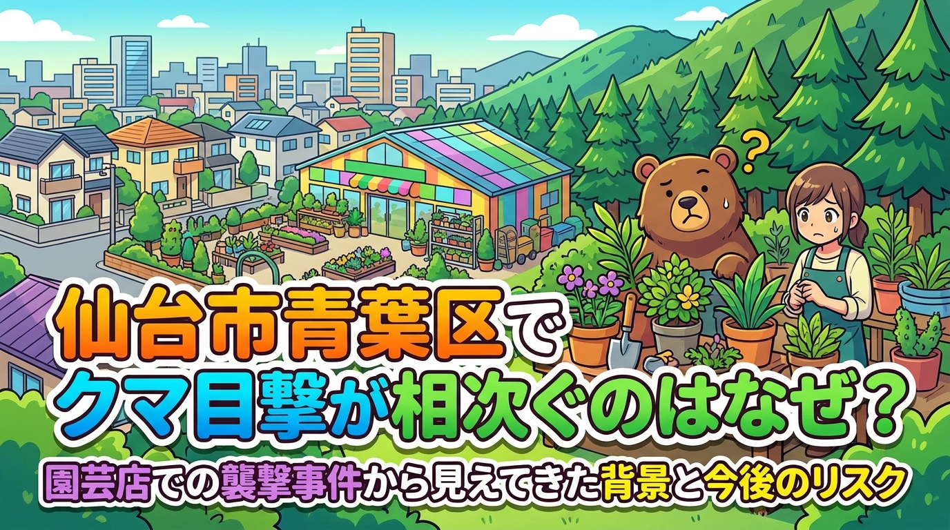 仙台市青葉区でクマ目撃が相次ぐのはなぜ?園芸店での襲撃事件から見えてきた背景と今後のリスク