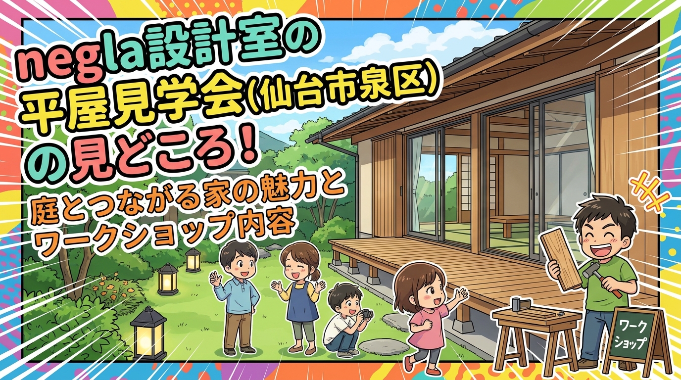 negla設計室の平屋見学会(仙台市泉区)の見どころ!庭とつながる家の魅力とワークショップ内容