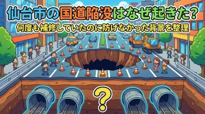 仙台市の国道陥没はなぜ起きた？何度も補修していたのに防げなかった背景を整理