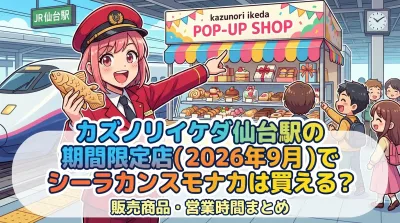 カズノリイケダ仙台駅の期間限定店(2026年9月)でシーラカンスモナカは買える？販売商品・営業時間まとめ