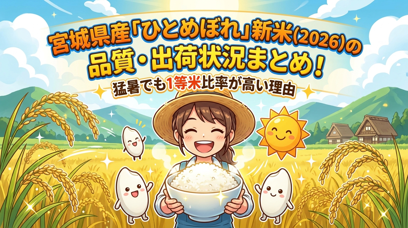 宮城県産「ひとめぼれ」新米(2026)の品質・出荷状況まとめ！猛暑でも1等米比率が高い理由