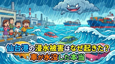 仙台港の浸水被害はなぜ起きた？車が水没した本当の理由と隠された背景