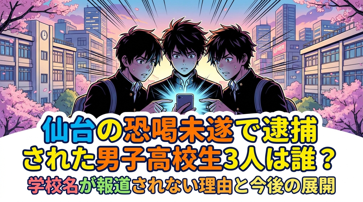 仙台の恐喝未遂で逮捕された男子高校生3人は誰？学校名が報道されない理由と今後の展開