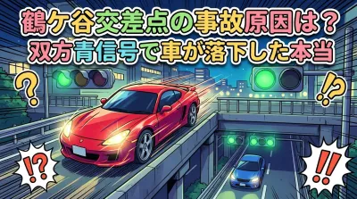 鶴ケ谷交差点の事故原因は？双方青信号で車が落下した本当の理由を考察