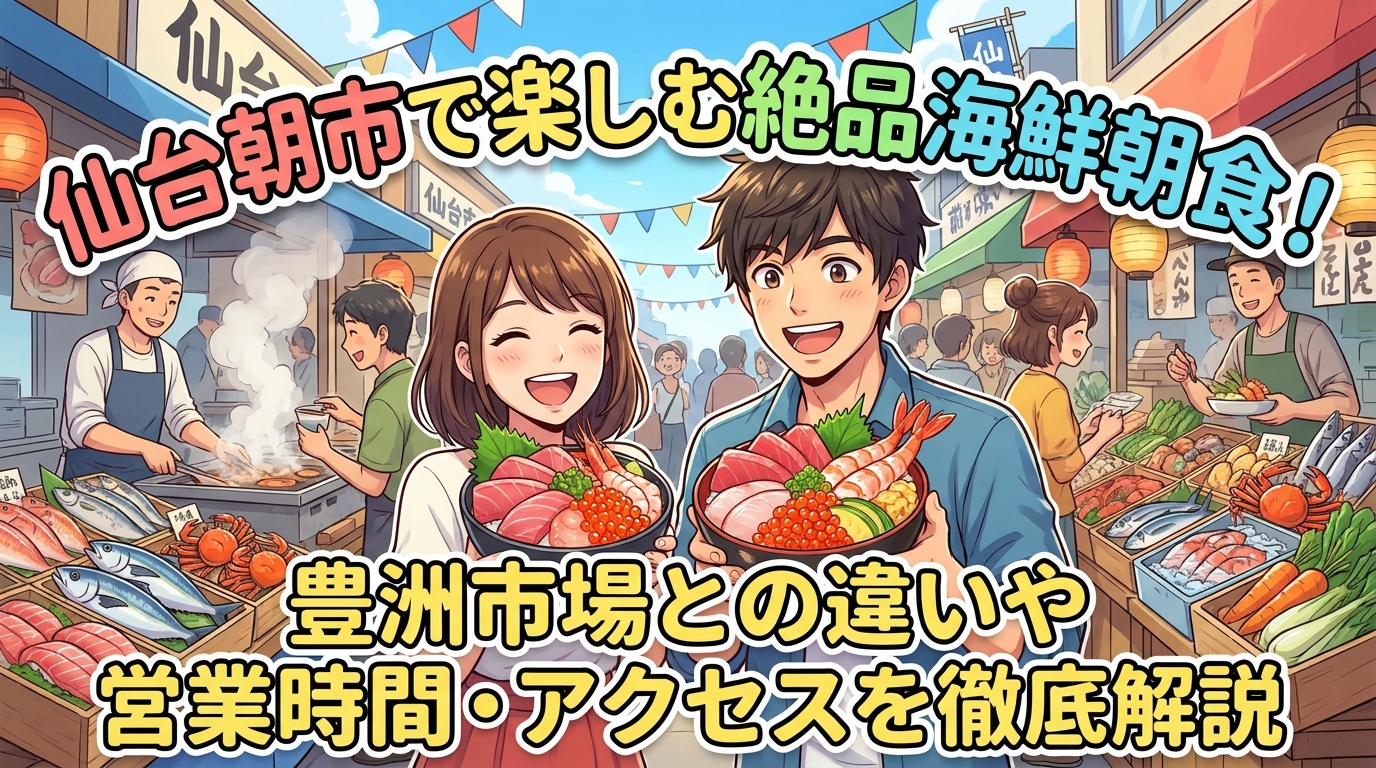 仙台朝市で楽しむ絶品海鮮朝食!豊洲市場との違いや営業時間・アクセスを徹底解説