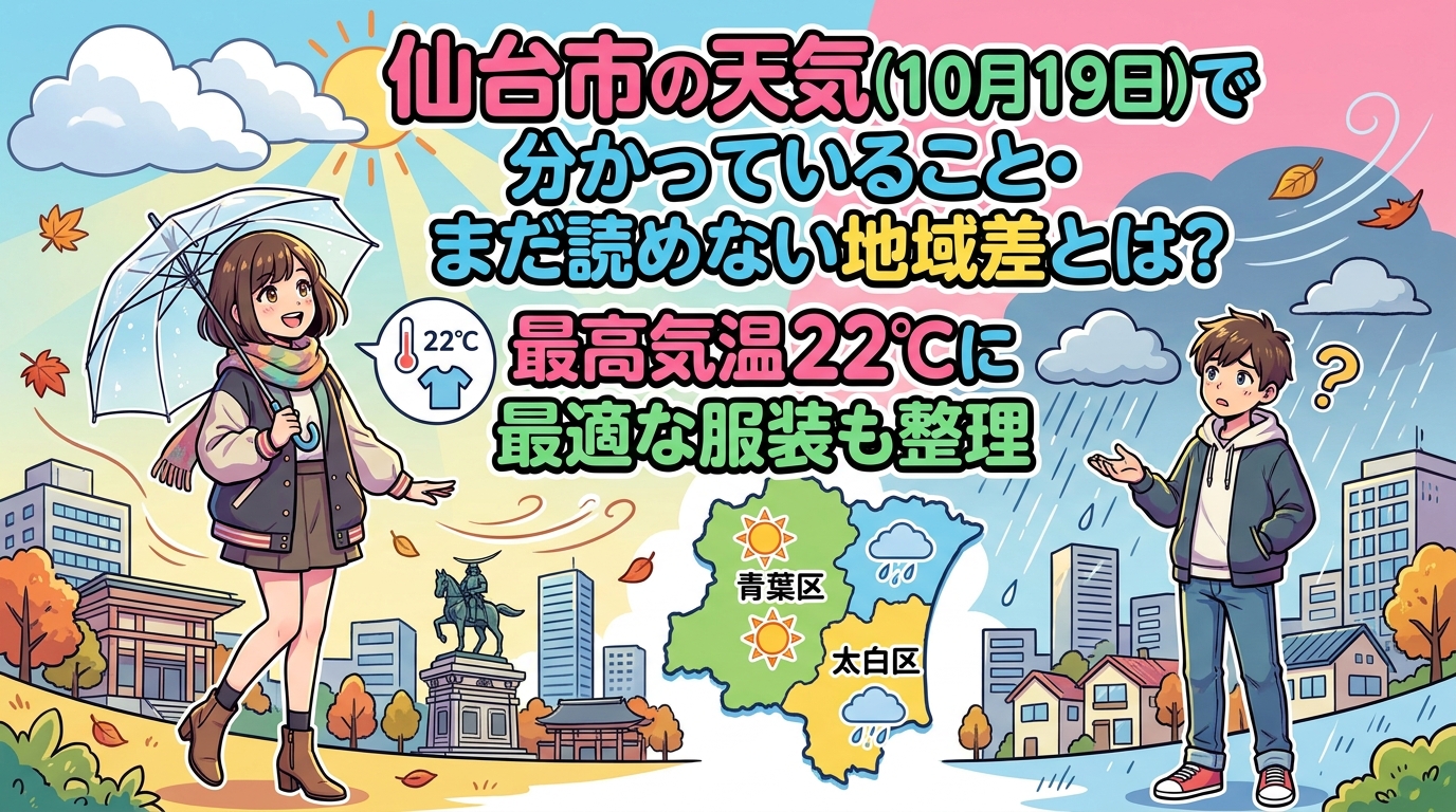 仙台市の天気(10月19日)で分かっていること・まだ読めない地域差とは？最高気温22℃に最適な服装も整理