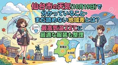 仙台市の天気(10月19日)で分かっていること・まだ読めない地域差とは？最高気温22℃に最適な服装も整理